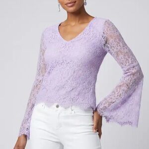 ULTRA FLIRT Lavender Lace Bell Sleeve Top